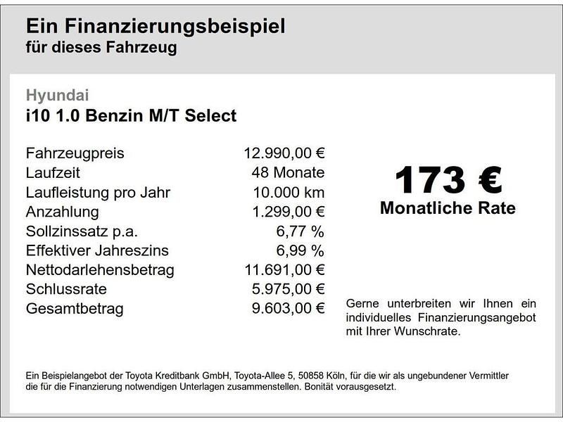 Gebraucht Hyundai i10 Select 67 PS (49 kW) 2022 Schwarz Kleinwagen