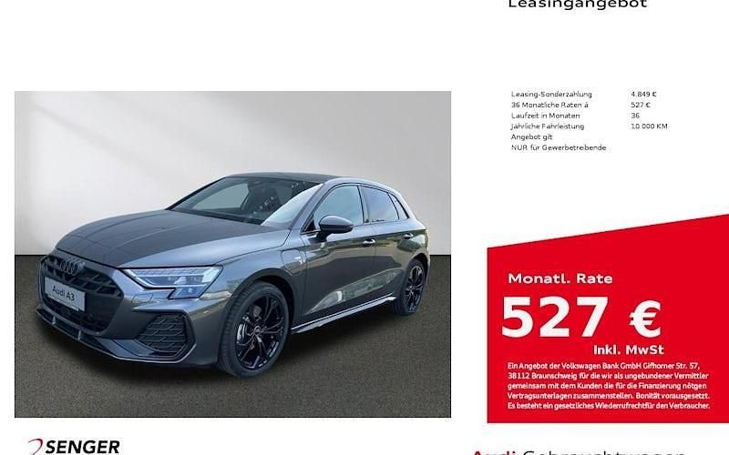 Grau Gebraucht 2025 Audi A3 Sportback e-tron S-Line Limousine | 48.490 € - Bild 1/4