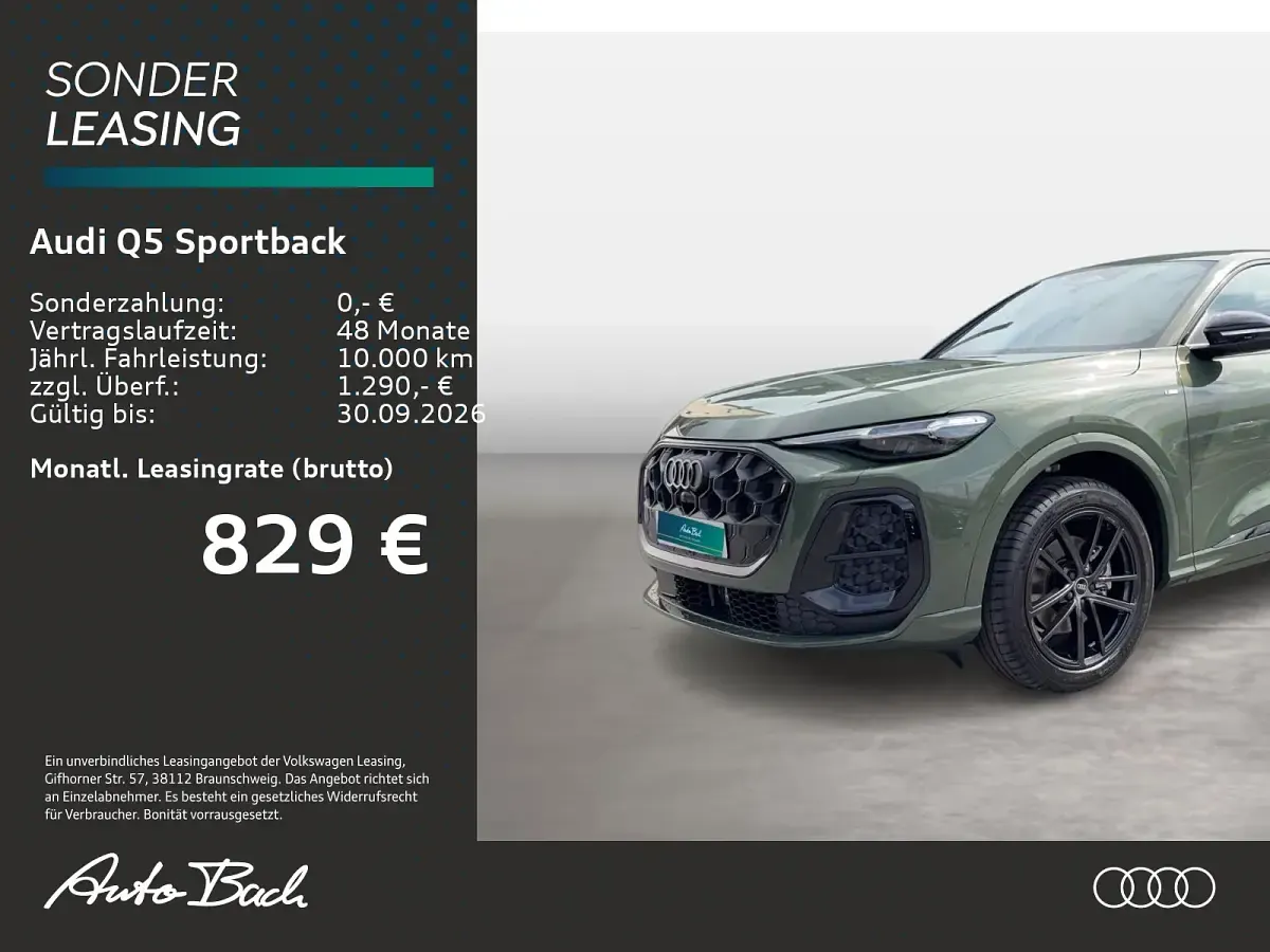 Neu Audi Q5 Sportback S-Line 204 PS (150 kW) 2026 Distriktgrün metallic SUV