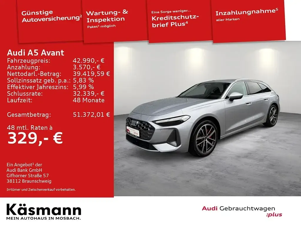 Gebraucht Audi A5 Advanced 204 PS (150 kW) 2025 Florettsilber metallic Kombi