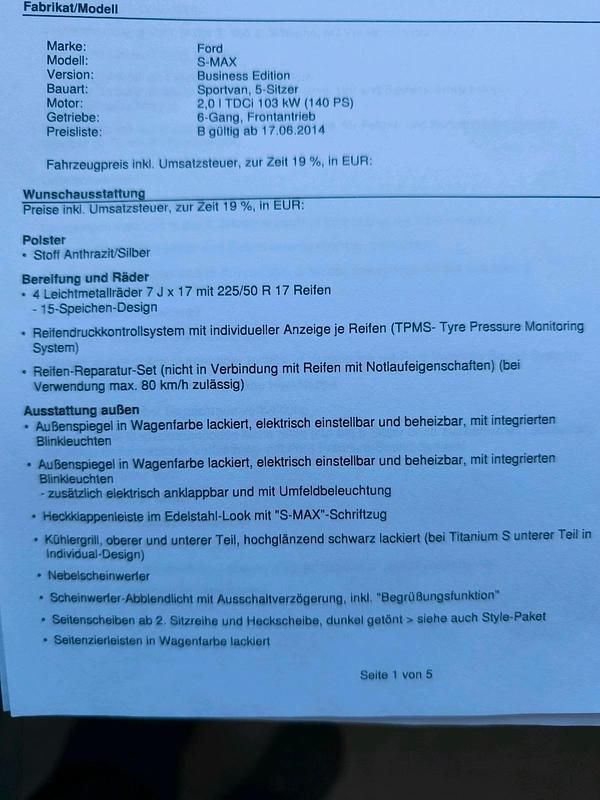 Gebraucht Ford S-MAX Business Edition 140 PS (102 kW) 2015 Andere farben Van / Kleinbus