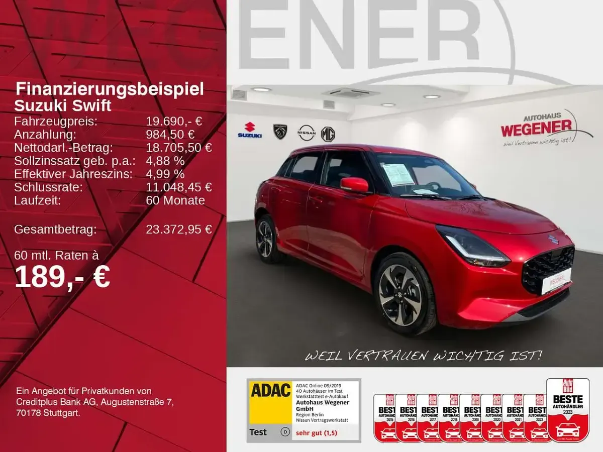 Neu Suzuki Swift Comfort+ 83 PS (61 kW) 2026 Burning red pearl metallic Kleinwagen