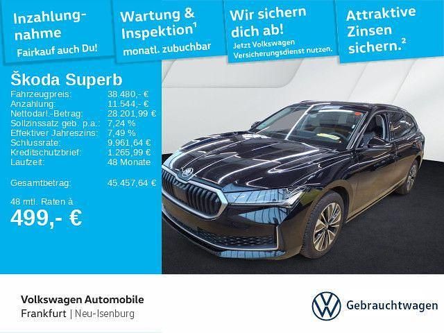 Ebony schwarz metallic Gebraucht 2025 Skoda Superb Selection Kombi | 38.480 € (Superpreis) - Bild 1/4