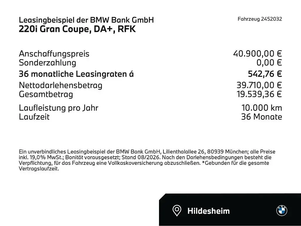 Gebraucht BMW 220 Sport Line 156 PS (114 kW) 2026 Weiß Coupé