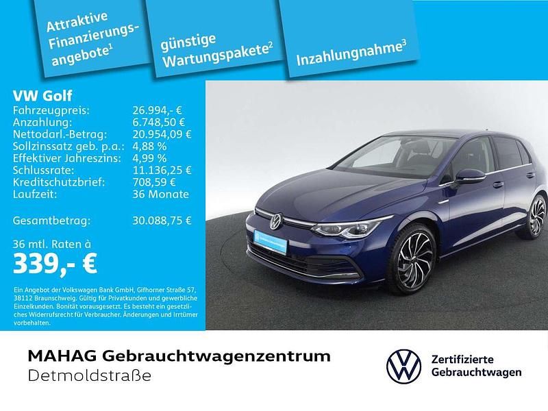 Atlantic blue metallic Gebraucht 2022 VW Golf VIII Style Limousine | 26.994 € (Guter Preis) - Bild 1/2