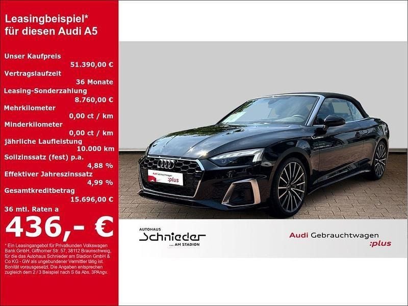 Schwarz Gebraucht 2024 Audi A5 Cabriolet S-line plus Cabrio | 51.390 € (Fairer Preis) - Bild 1/4
