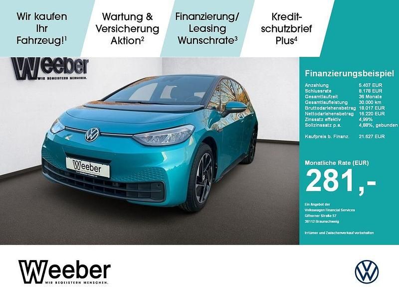 Makenatürkis (metallic) Gebraucht 2021 VW ID.3 Pro Performance Kleinwagen | 21.627 € (Fairer Preis) - Bild 1/4