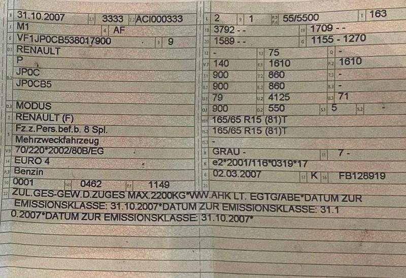 Gebraucht Renault Modus 75 PS (55 kW) 2007 Grau Van / Kleinbus