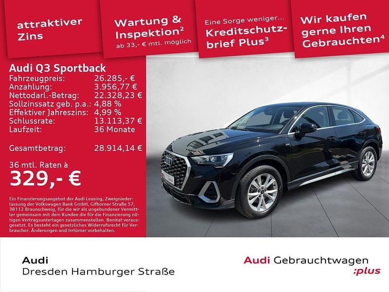 Mythosschwarz metallic Gebraucht 2021 Audi Q3 Sportback Design SUV | 26.285 € (Fairer Preis) - Bild 1/3