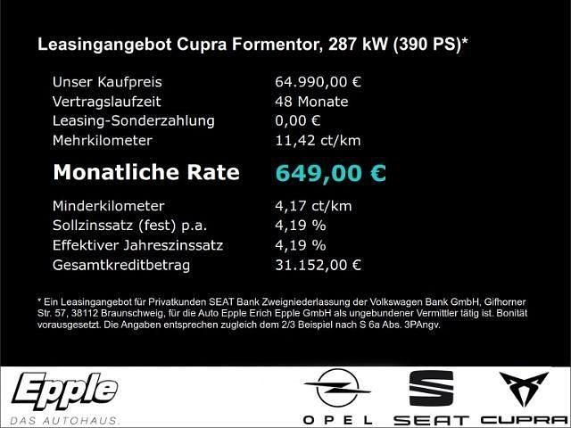 Ny Cupra Formentor VZ 390 HK (286 kW) 2026 Sort SUV