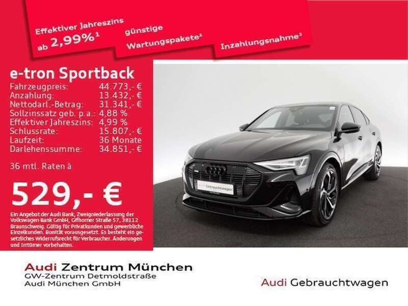 Mythosschwarz metallic Gebraucht 2022 Audi e-tron S-Line SUV | 43.774 € (Etwas zu teuer) - Bild 1/2
