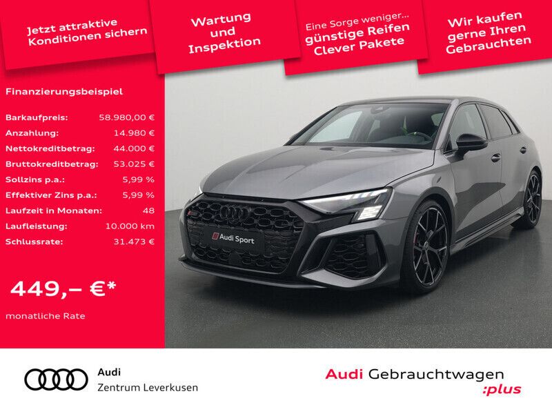 Daytonagrau perleffekt Gebraucht 2022 Audi RS3 Sportback Ambiente Kleinwagen | 58.980 € (Guter Preis) - Bild 1/4