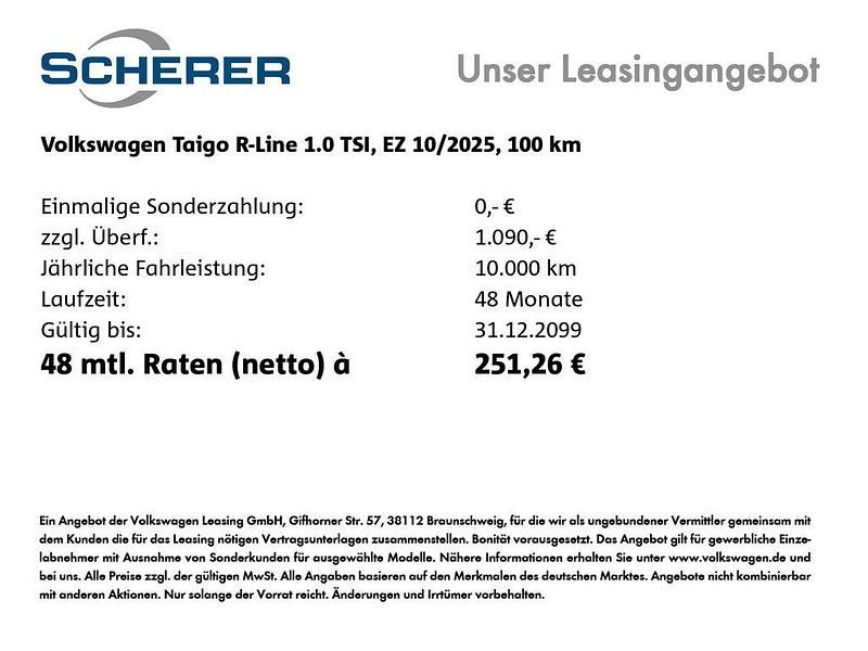 Neu VW Taigo R-line 116 PS (85 kW) 2025 Pure white SUV