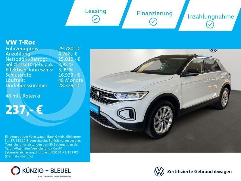 Pure white Gebraucht 2024 VW T-Roc Style SUV | 29.780 € (Fairer Preis) - Bild 1/4