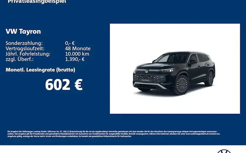 Neu VW Tayron Elegance 150 PS (110 kW) 2026 Schwarz SUV