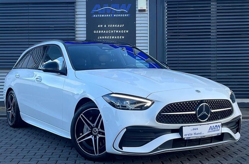 Weiß Gebraucht 2022 Mercedes C220 AMG line Kombi | 33.800 € (Teuer) - Bild 1/4