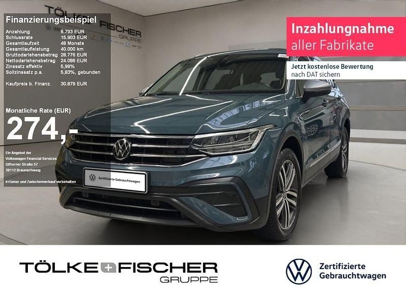 Petroleum blue (metallic) Gebraucht 2022 VW Tiguan Allspace Life SUV | 30.879 € (Fairer Preis) - Bild 1/4