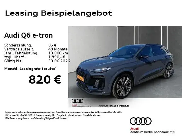Nowe Audi Q6 e-tron S-Line 314 kW (428 KM) 2026 Szary SUV