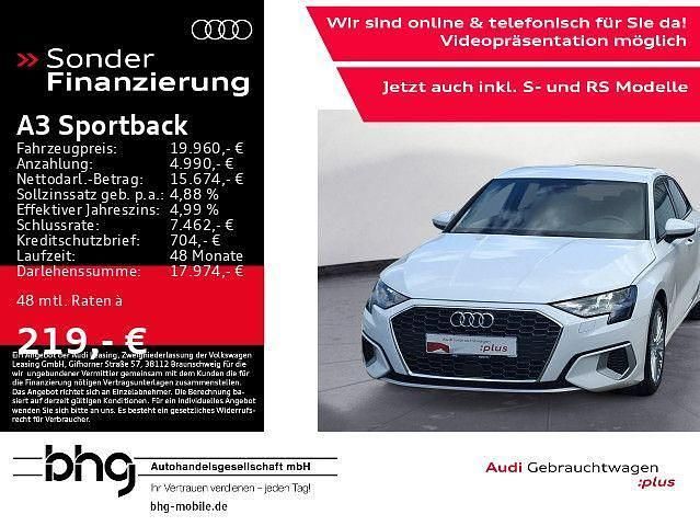 Weiß Gebraucht 2021 Audi A3 Sportback Advanced Limousine | 19.960 € (Guter Preis) - Bild 1/4