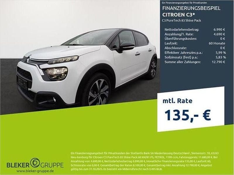 Weiß Gebraucht 2022 Citroën C3 PureTech Kleinwagen | 10.980 € (Guter Preis) - Bild 1/3