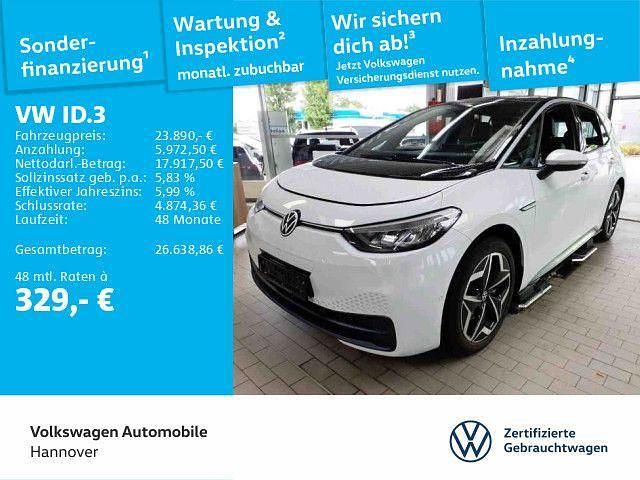 Gletscherweiß metallic Gebraucht 2023 VW ID.3 Pro Kleinwagen | 23.890 € (Superpreis) - Bild 1/3