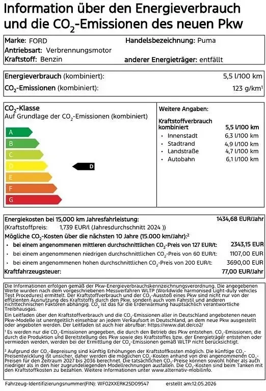 Gebraucht Ford Puma Titanium 125 PS (91 kW) 2026 SUV