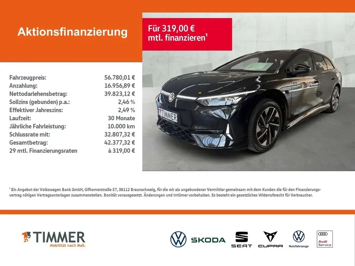 Gebraucht VW ID.7 GTX 250 kW (340 PS) 2025 Grenadillschwarz metallic Kombi