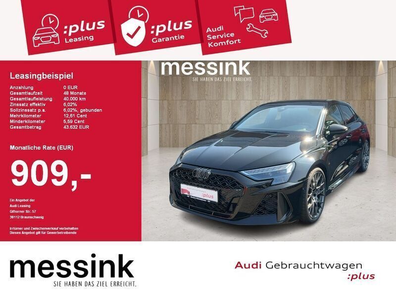 Mythosschwarz metallic Gebraucht 2025 Audi RS3 Sportback Sport Kleinwagen | 74.980 € - Bild 1/4
