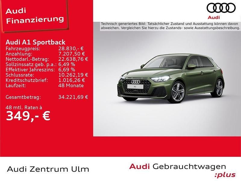 Distriktgrün metallic Gebraucht 2025 Audi A1 Sportback S-Line Kleinwagen | 28.830 € (Teuer) - Bild 1/4