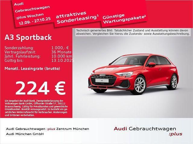 Rot Gebraucht 2024 Audi A3 Sportback S-Line Limousine | 33.062 € (Guter Preis) - Bild 1/2