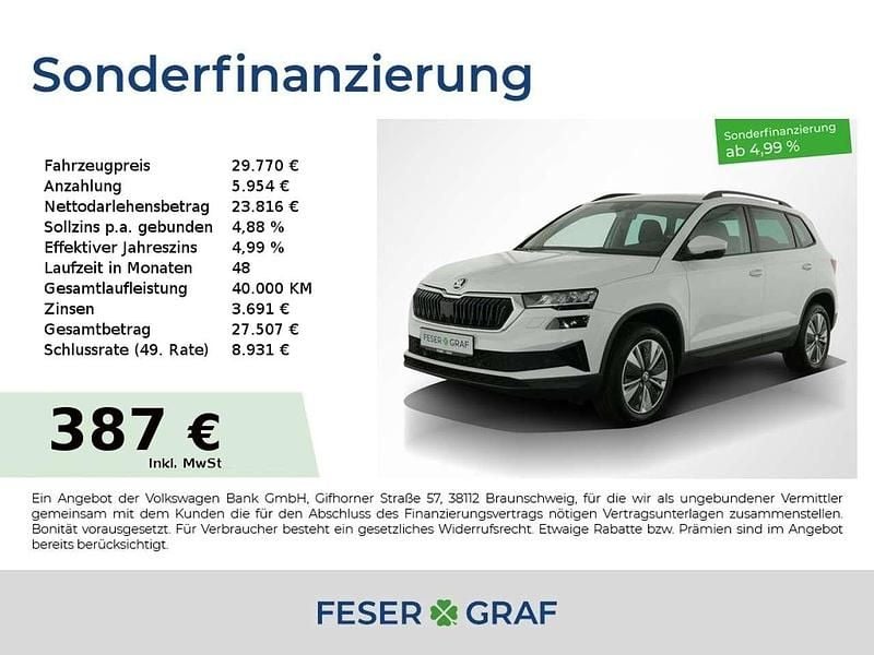 Moon weiss perleffekt Gebraucht 2024 Skoda Karoq Ambition SUV | 28.440 € (Guter Preis) - Bild 1/4