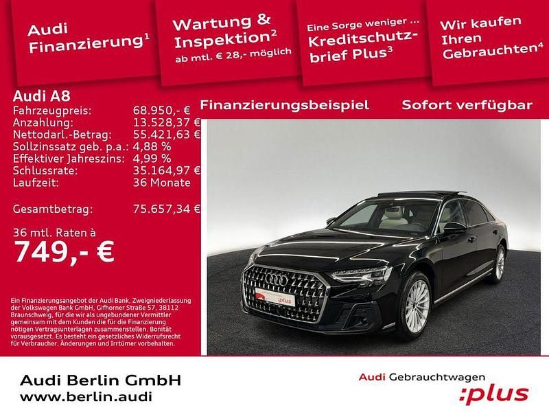 Mythosschwarz metallic Gebraucht 2023 Audi A8L Ambiente Limousine | 68.950 € (Fairer Preis) - Bild 1/3