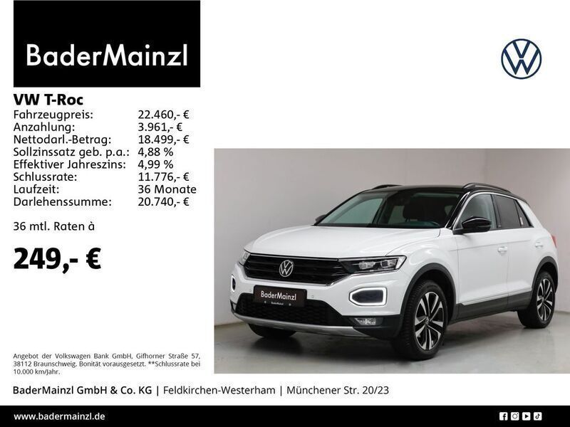 Pure white Gebraucht 2021 VW T-Roc United SUV | 22.460 € (Fairer Preis) - Bild 1/3