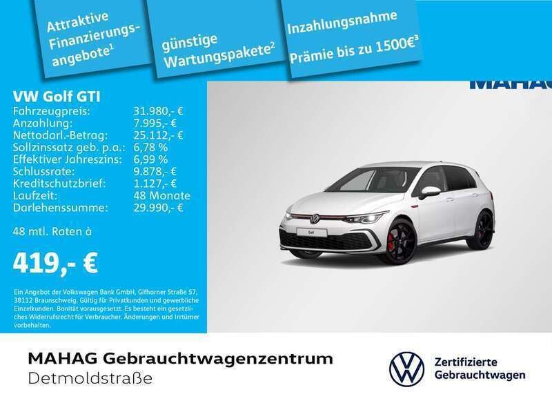 Pure white Gebraucht 2023 VW Golf VIII GTI Limousine | 31.980 € (Fairer Preis) - Bild 1/2