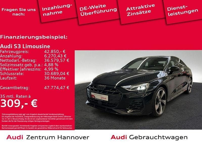 0e mythosschwarz metallic (metallic) Gebraucht 2024 Audi S3 Ambiente Limousine | 42.850 € (Guter Preis) - Bild 1/4
