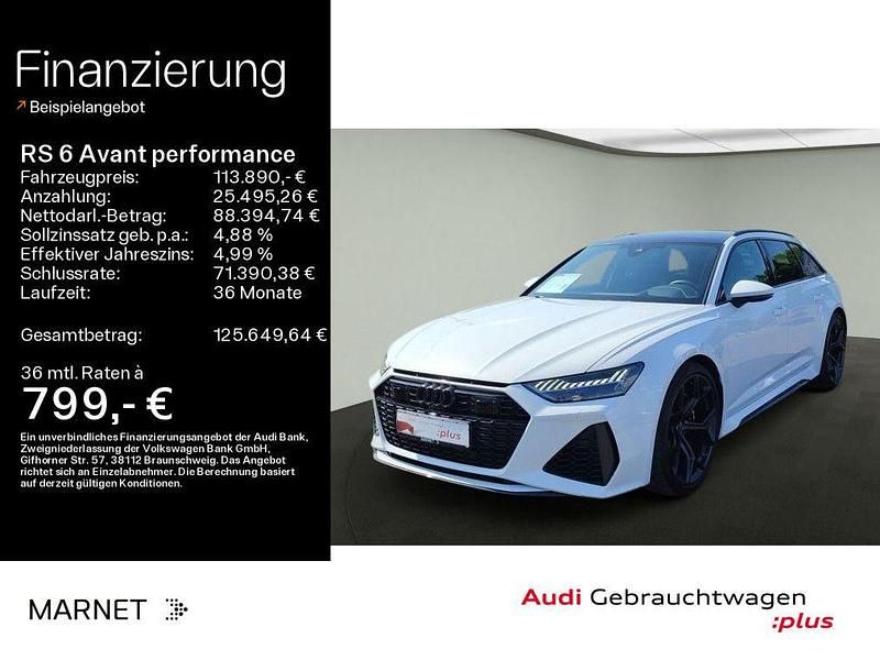 Gletscherweiß metallic Gebraucht 2024 Audi RS6 Performance Kombi | 113.890 € (Fairer Preis) - Bild 1/4
