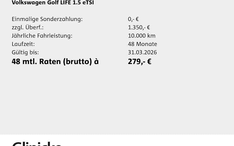 Neu VW Golf VIII Life 116 PS (85 kW) 2025 Delfingrau metallic Limousine