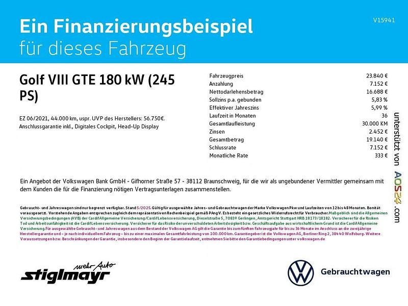 Gebraucht VW Golf VIII GTE 245 PS (180 kW) 2021 Oryxweiß perlmutteffekt Limousine