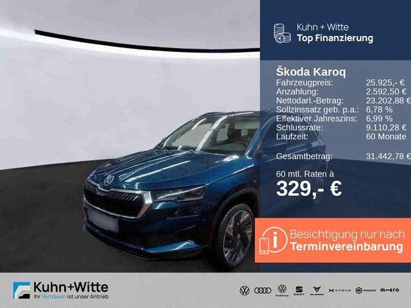 Lavablau metallic Gebraucht 2022 Skoda Karoq Style SUV | 25.925 € (Fairer Preis) - Bild 1/3