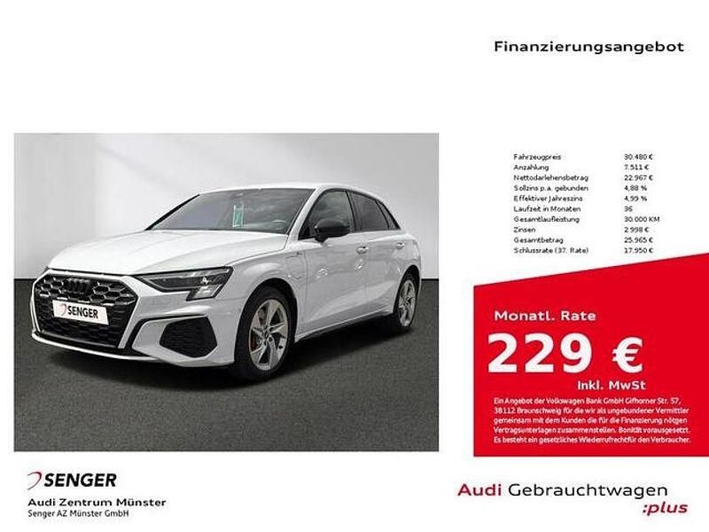 Ibisweiß Gebraucht 2022 Audi A3 e-tron S-Line Kleinwagen | 30.480 € (Etwas zu teuer) - Bild 1/3