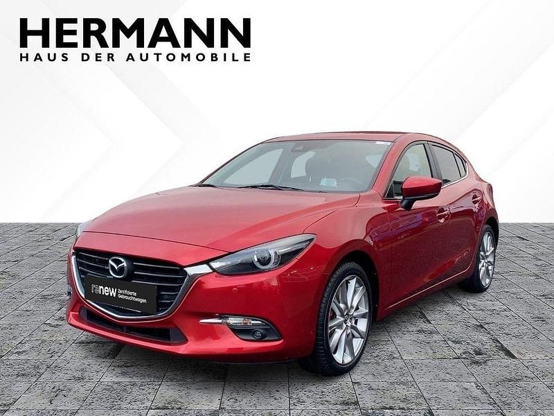 Rubinrot metallic Gebraucht 2018 Mazda 3 Sports-Line Limousine | 13.990 € (Fairer Preis) - Bild 1/4
