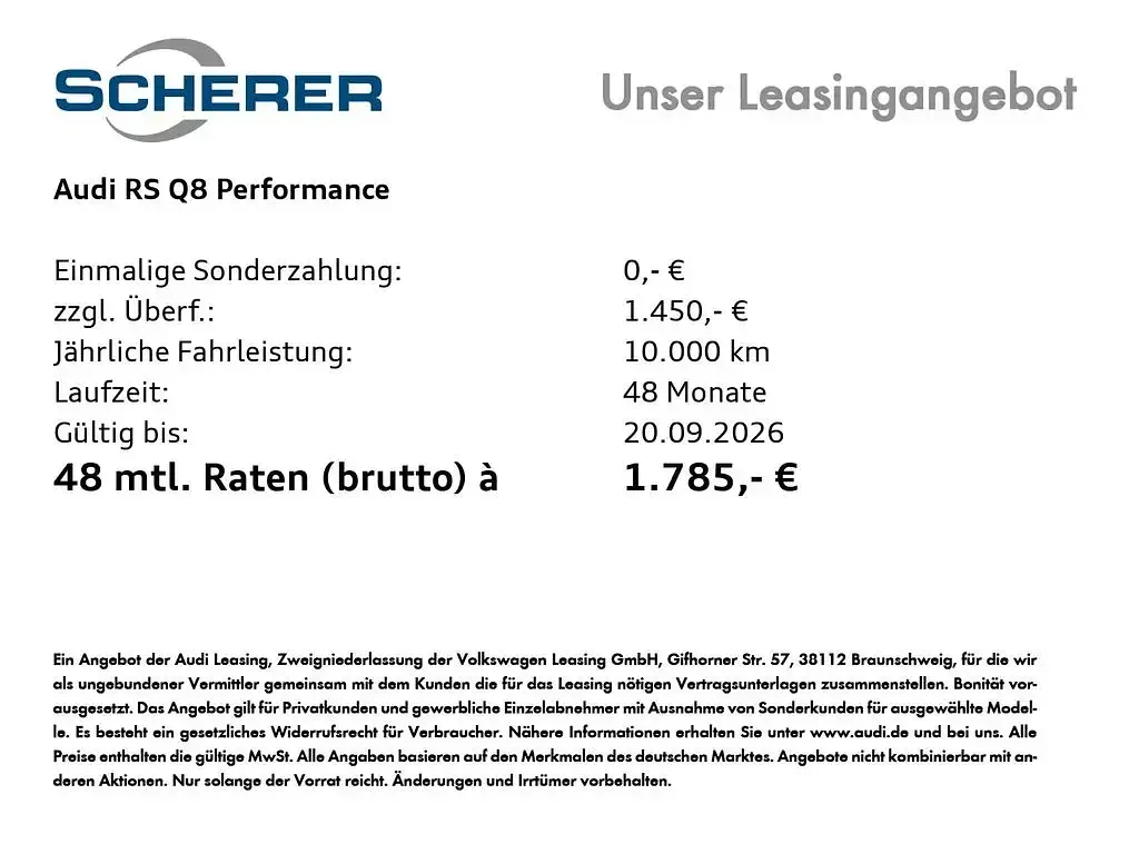 Neu Audi RS Q8 Basis 641 PS (471 kW) 2026 Mythosschwarz metallic (metallic) SUV