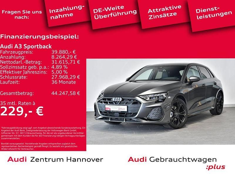 Grau Gebraucht 2024 Audi A3 Sportback S-Line Kleinwagen | 54.090 € - Bild 1/4