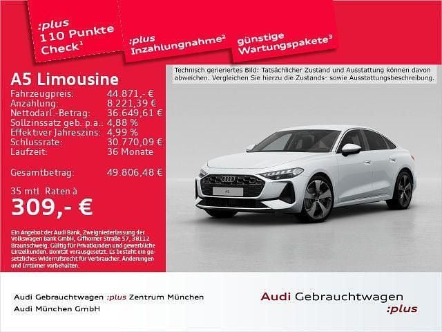 Gletscherweiß metallic Gebraucht 2025 Audi A5 Sport Coupé | 44.871 € (Guter Preis) - Bild 1/2