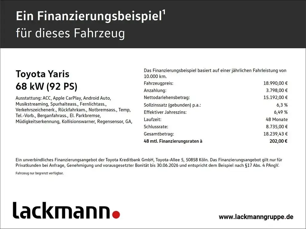 Gebraucht Toyota Yaris Comfort 116 PS (85 kW) 2023 Weiß Kleinwagen