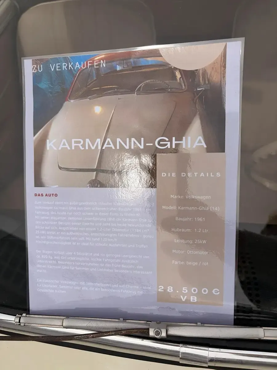 Gebraucht VW Karmann Ghia Karmann 34 PS (25 kW) 1961 Beige Coupé