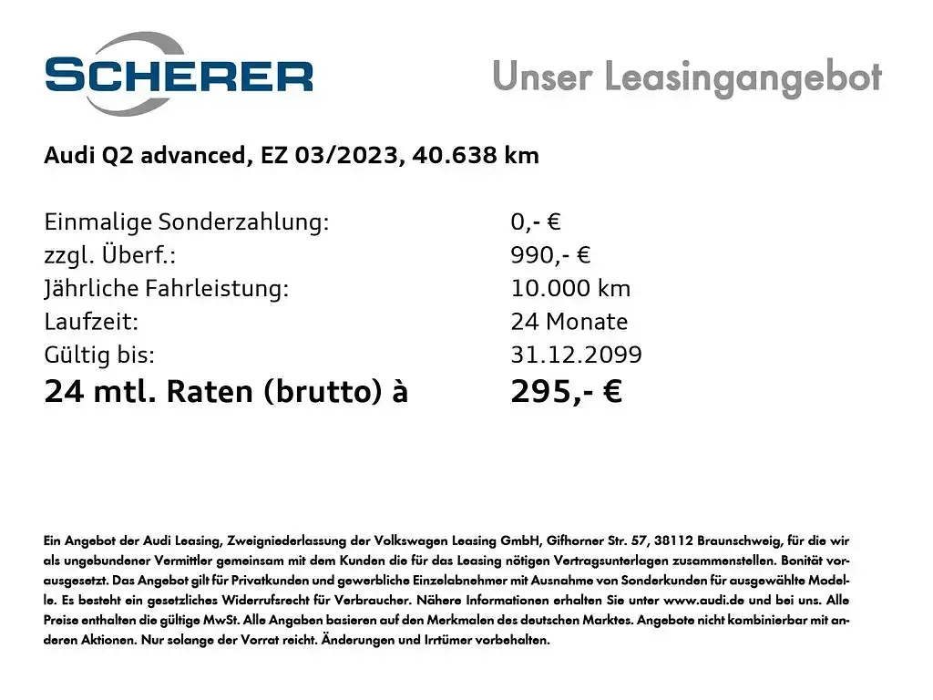 Gebraucht Audi Q2 Advanced Plus 150 PS (110 kW) 2023 Mythosschwarz metallic (metallic) SUV