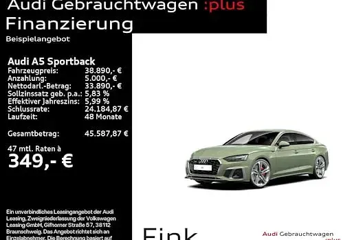 Gebraucht Audi A5 Sportback Comfort 286 PS (210 kW) 2022 Distriktgrün metallic Kleinwagen