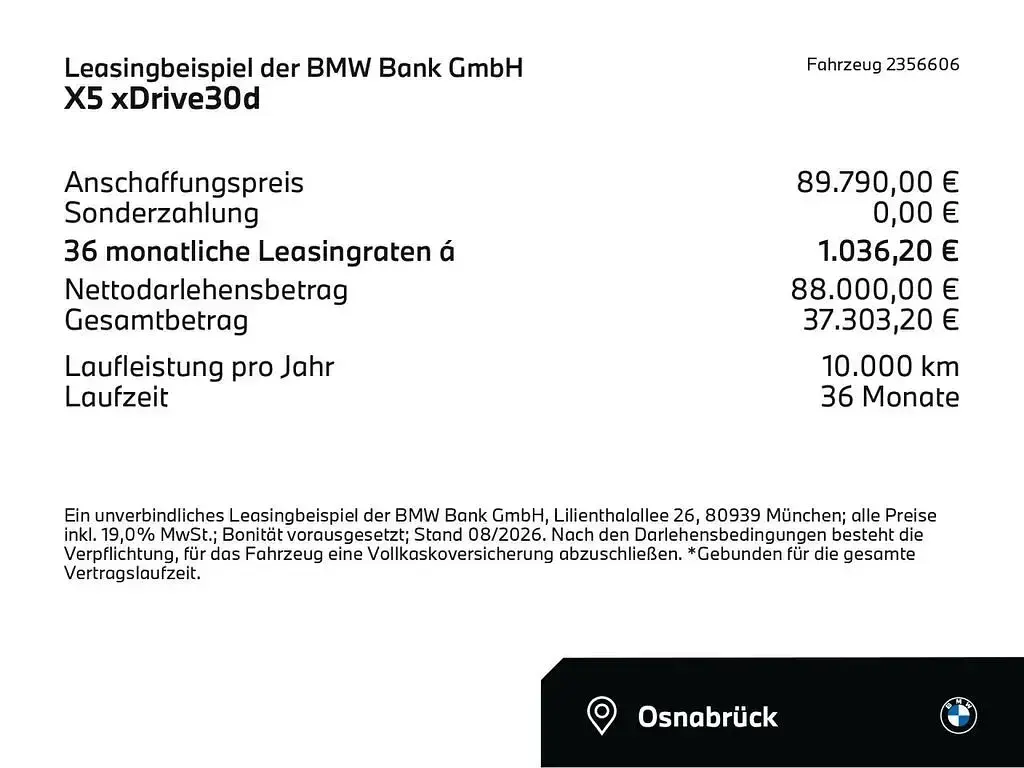Neu BMW X5 Comfort Edition 286 PS (210 kW) 2026 Black sapphire (schwarz) SUV