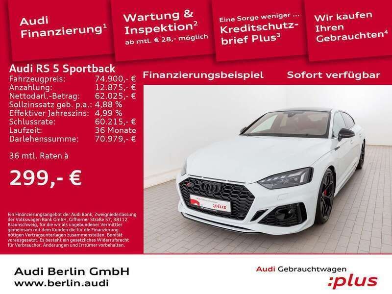 Gletscherweiß metallic Gebraucht 2023 Audi RS5 Competition Limousine | 74.900 € (Guter Preis) - Bild 1/3